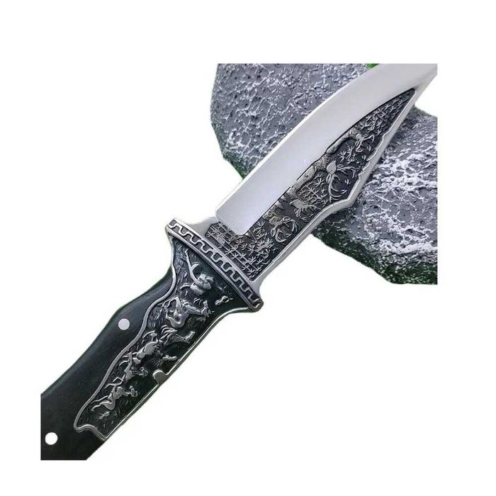 Kit supravietuire 14 piese, cutit Deer 27 cm, lanterna LED, busola, amnar, bratara paracord, camping, drumetii, outdoor, negru