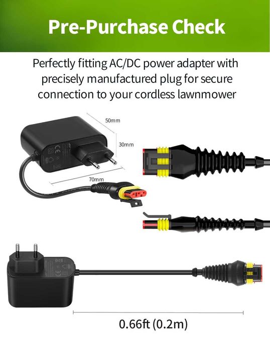Adaptor de alimentare Lonnky 28V 1.3A pentru Husqvarna Automower  Gardena 2016+, Sileno 2018+, mașină de tuns iarba McCulloch Rob R600,