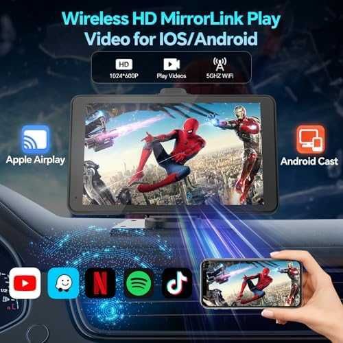 Нов Преносим 7" CarPlay екран за навигация, музика и огледален режим