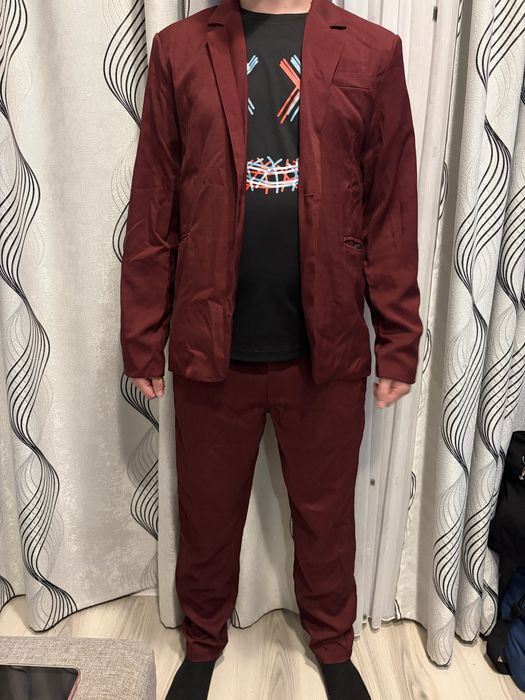 Costum bărbătesc bordo – sacou și pantaloni, mărimea M