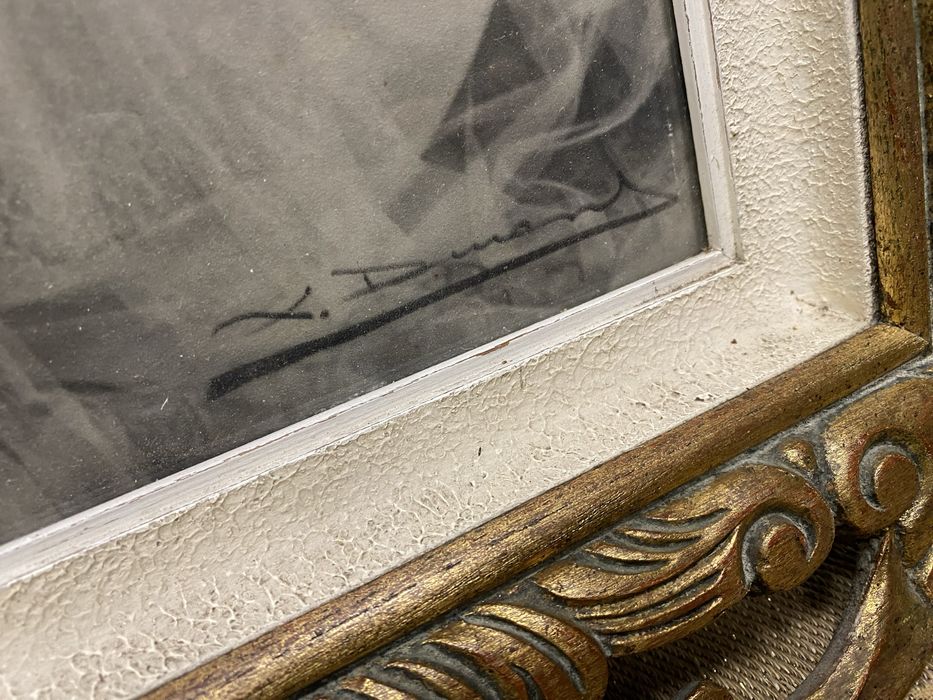 Франция барок рамка със стара сватбена фотография 1940