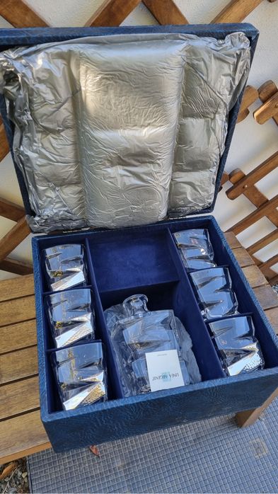 Set whisky 7 piese cristal si argint Lightning Linea Argenti