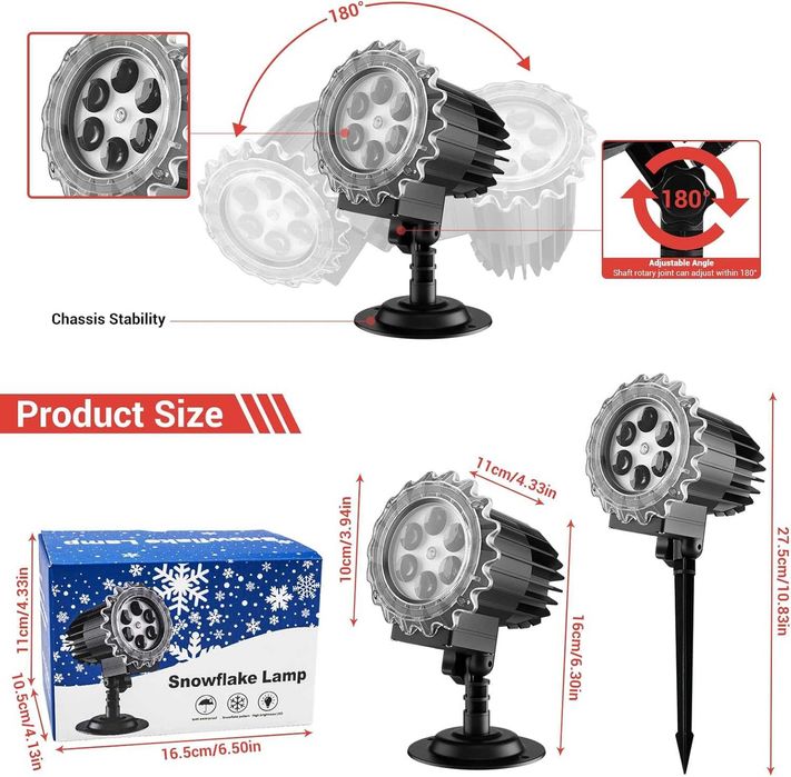 LED прожектор на снежинки Snowflake Lamp коледна светлина декорация