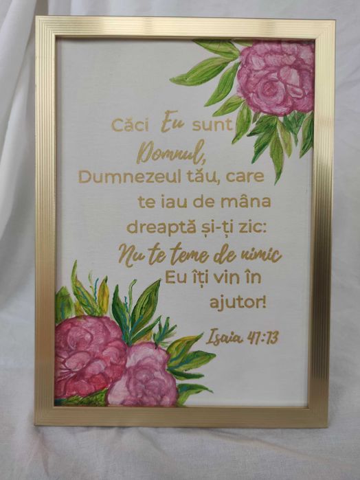 Tablou cu flori si verset