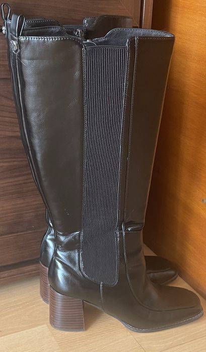 Cizme negre Moda in Pelle marimea 39 piele toc gros