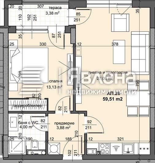 Продава се Двустаен апартамент в Пловдив, Тракия - 69 кв.м за 1232 €/кв.м - Снимка #2