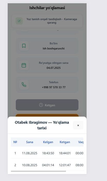 FaceID tizimini joriy qilish
