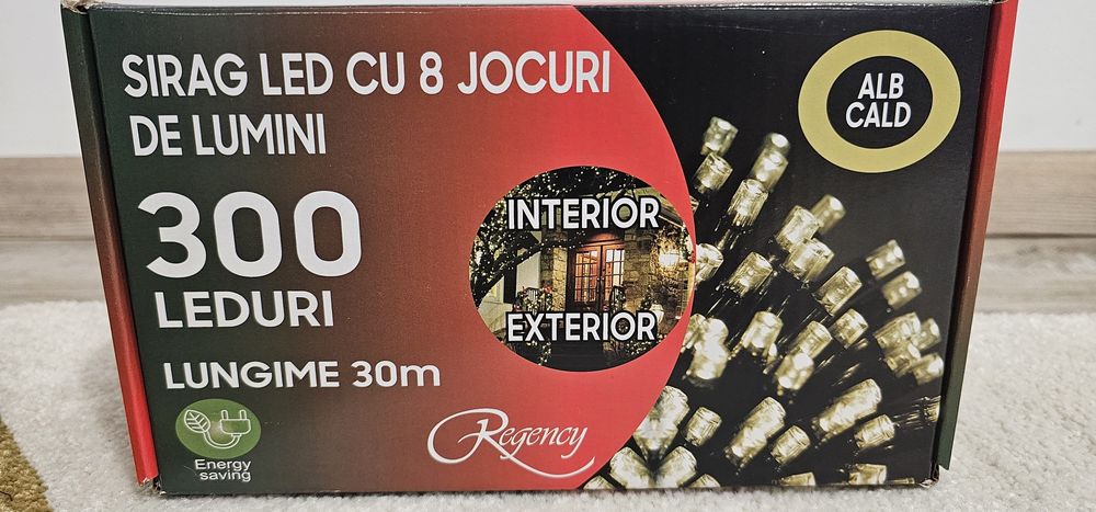 Instalație 300 Led-uri, Culoare LED-uri Alb Cald, Lungime 30m
