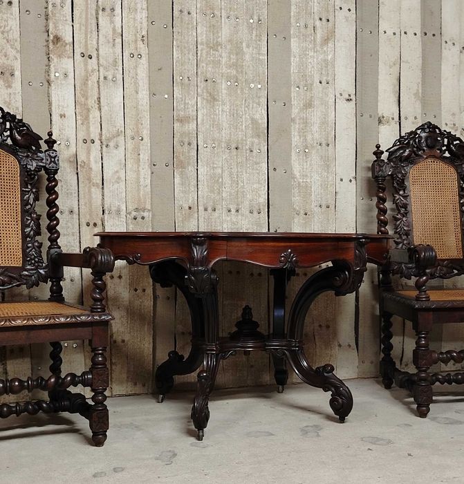 REDUCERE - Masa veche din lemn de mahon, Belgia