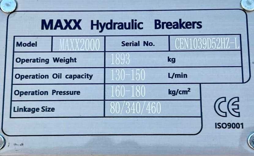 Хидравличен чук (пикон) MAXX 2000 – за багер / багер-товарач 18–30 т