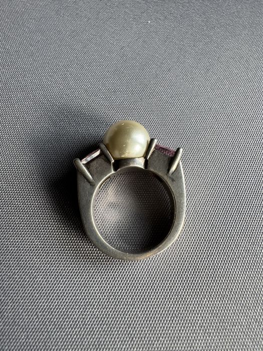 Inel din argint, perla si cubic zirconia