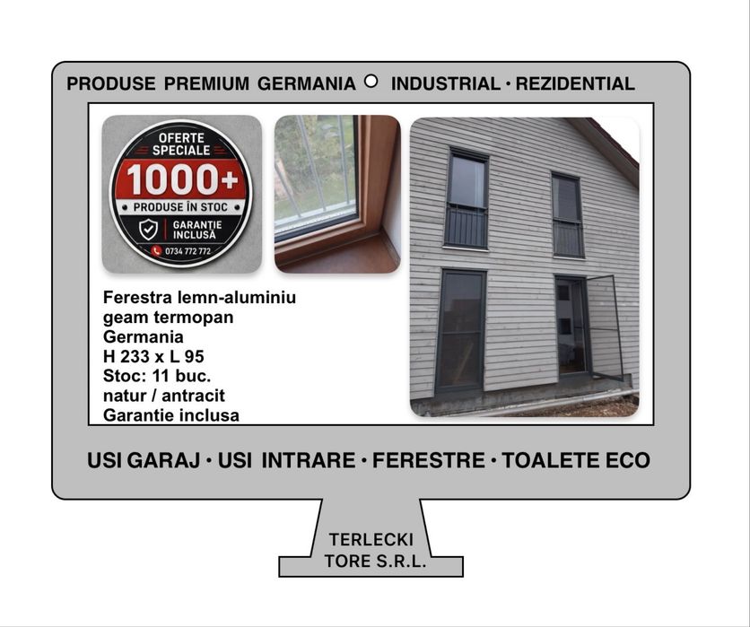 Fereastra lemn aluminiu geam termopan Germania H 233 x L 95 Garantie