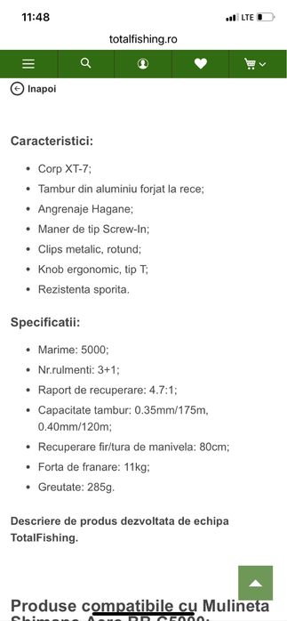 Mulineta shimano aero bb c5000