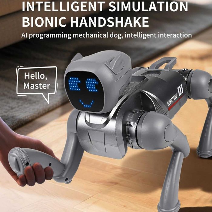 Câine Robot Inteligent cu AI, Control Vocal, Telecomandă 2.4G, Control prin Aplicație