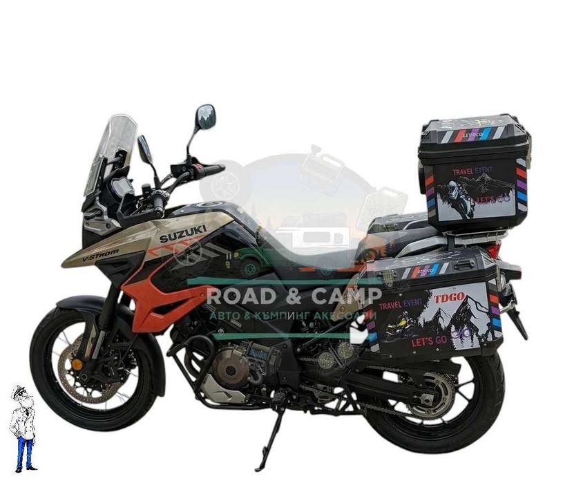 Комплект странични куфари за мотор с монтажна рамка, паниери- Adventure