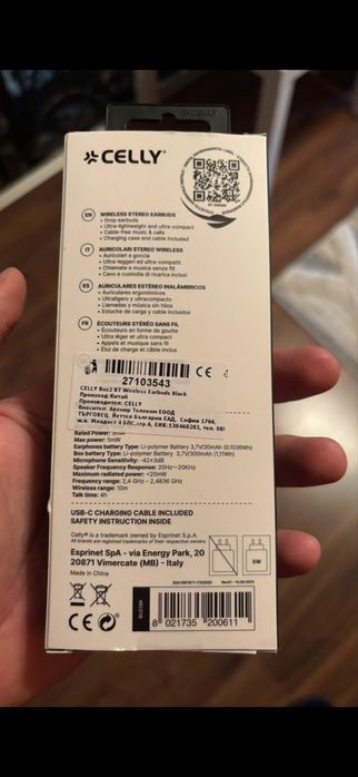 Безжични слушалки CELLY drop true wireless