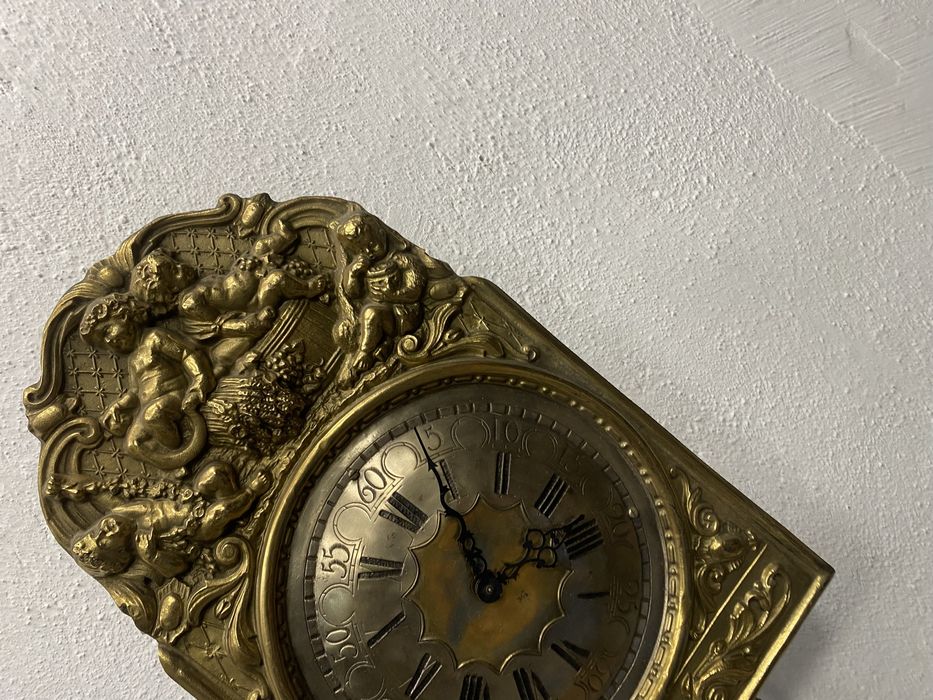 стенен часовник с месингова украса Германия 1950-1960 г.