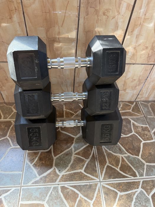 Gantere hexagonale 15, 22 si 55 kg