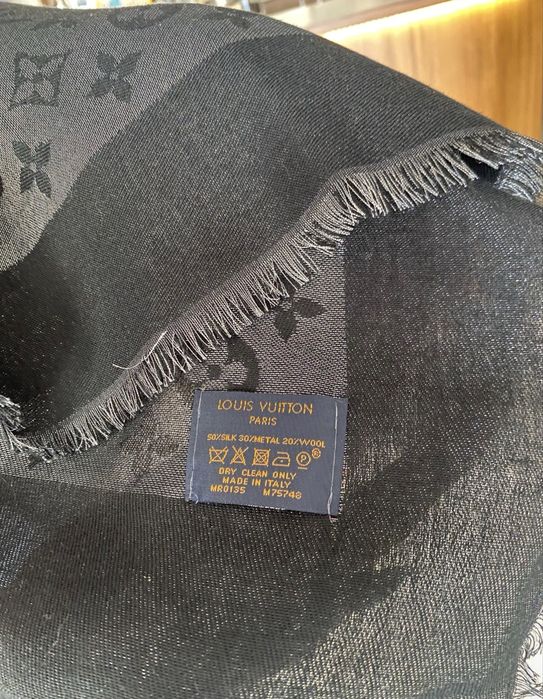 Eșarfă model Louis Vuitton negru-gri