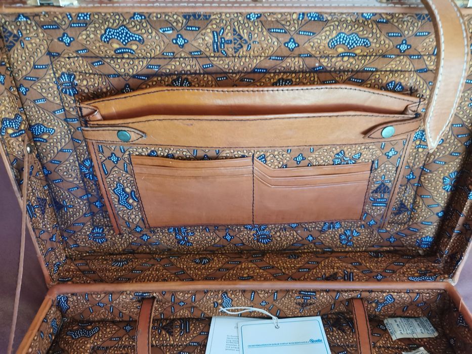 Geantă / valiză vintage din piele naturală Quelle – stare impecabilă, NOS