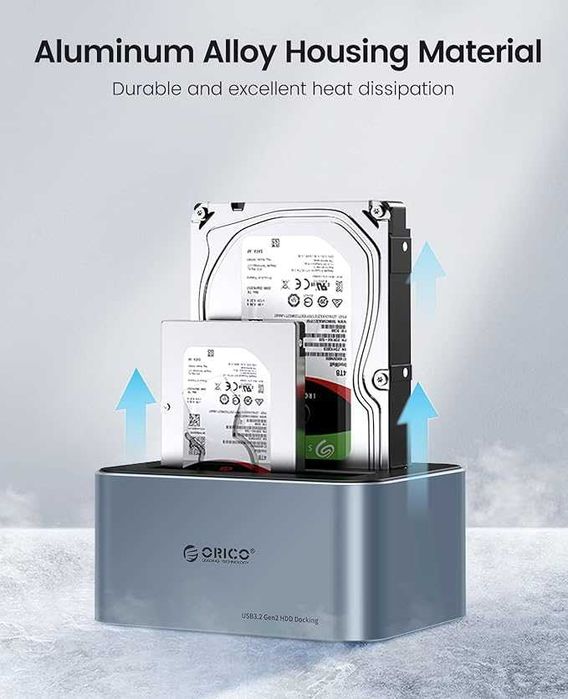 Док-станция ORICO 2-Bay (2.5" / 3.5" SATA HDD/SSD) для жестких дисков