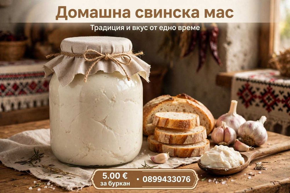 Продавам домашна сланина, свинска мас,домашни яйца
