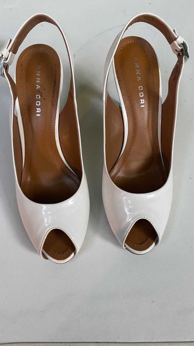 Pantofi de lac albi cu toc eleganti 39 Anna Cori