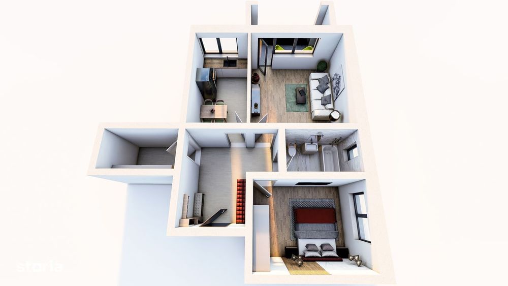 Apartament 2 camere, 60 mp, decomandat, 88 530 euro, parcare inclusă.