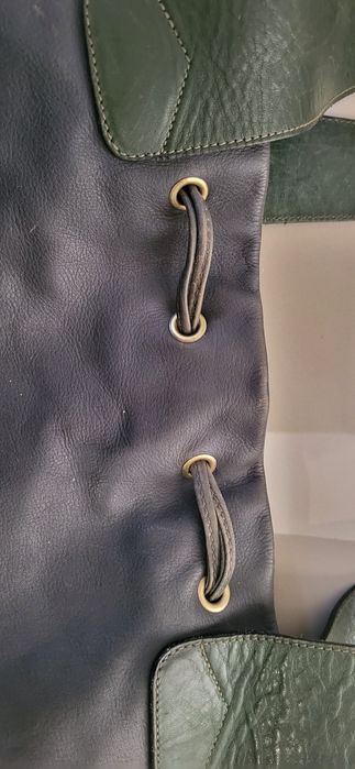 Geanta piele naturala vintage, verde