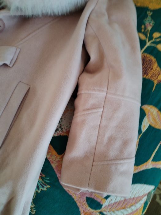 Palton roz pudrat cu 75 la sută lână+ cașmir