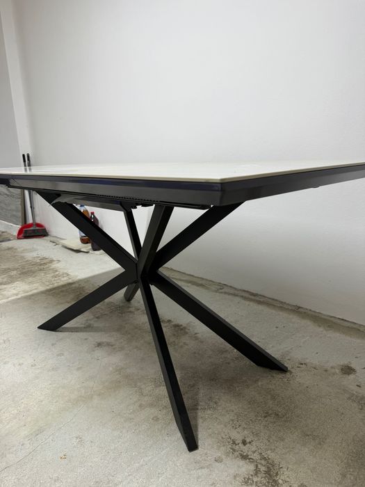 Masă extensibila metalică cu blat ceramic 90x160/200