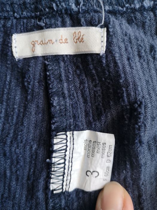 Pulover Collegien și salopeta Grain de ble, bleumarin, 3 luni