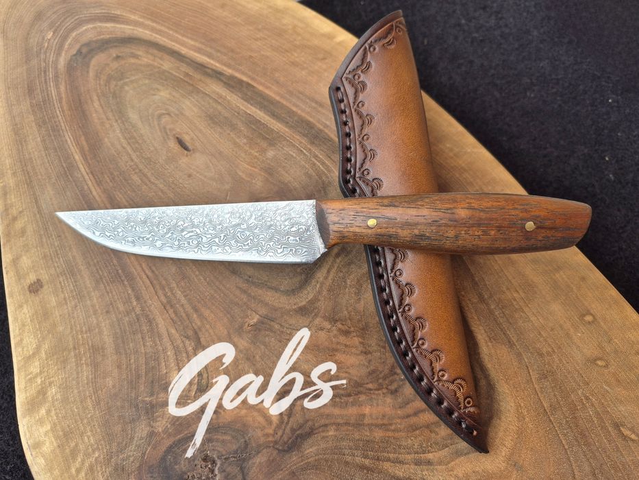 Ловен нож дамаска стомана LN439,фултанг с кожена кания