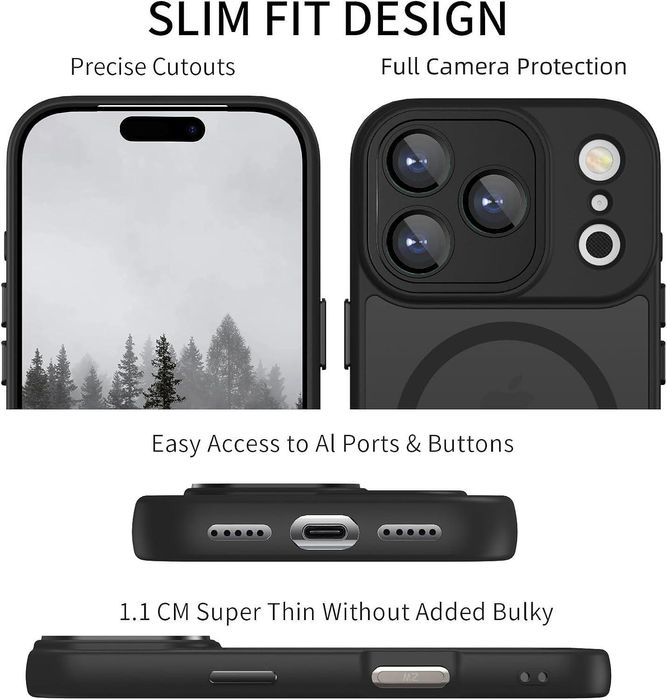 Матов magsafe кейс за apple iphone 17 pro със защита на камерите