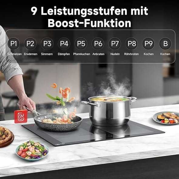 Plită cu inducție AMZCHEF 60 cm cu 2 zone flexibile