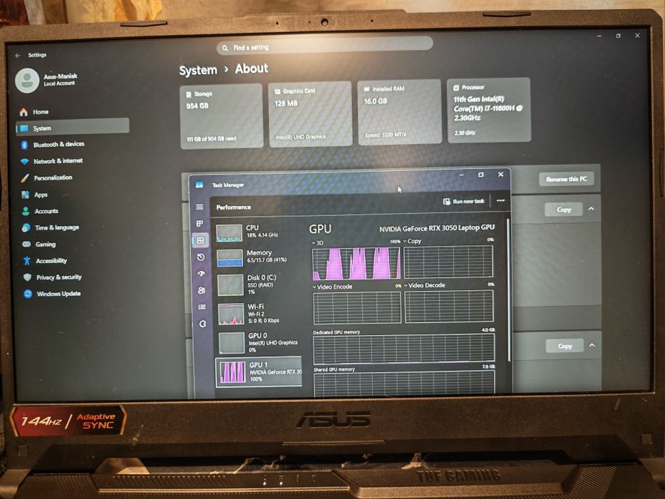 Asus tuf fx 506 i7 RTX f15