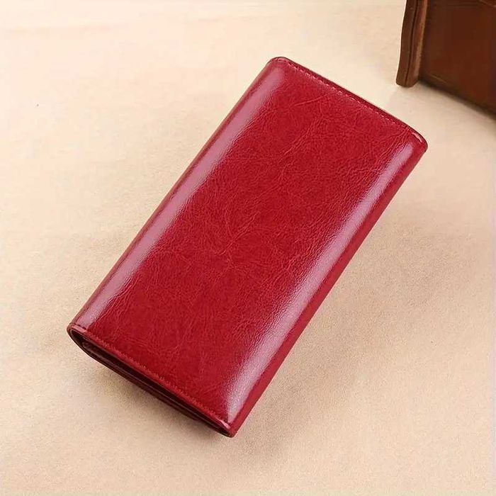 Голям кожен портфейл с анти-кражба RFID - телешка кожа