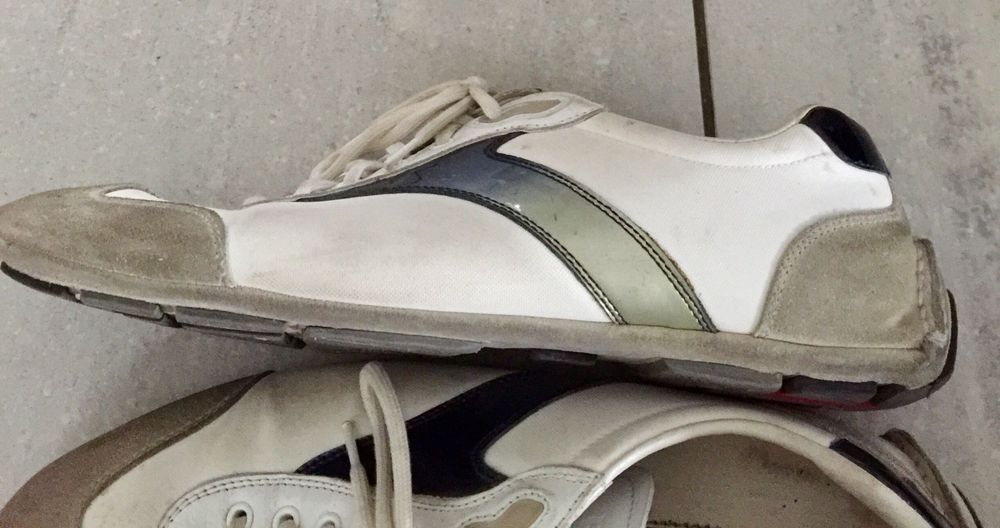 Оригинални мъжки обувки Прада Prada бели плат и велур