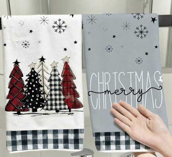 2buc Prosoape de bucatarie cu tematica de Craciun 48x40cm