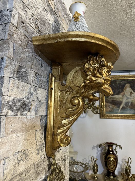 Set console baroque- lemn masiv- foita- restaurate