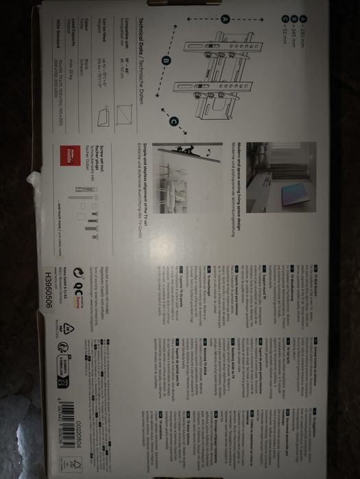 Suport TV perete HAMA 220804, reglabil, 19-46", 25kg, negru