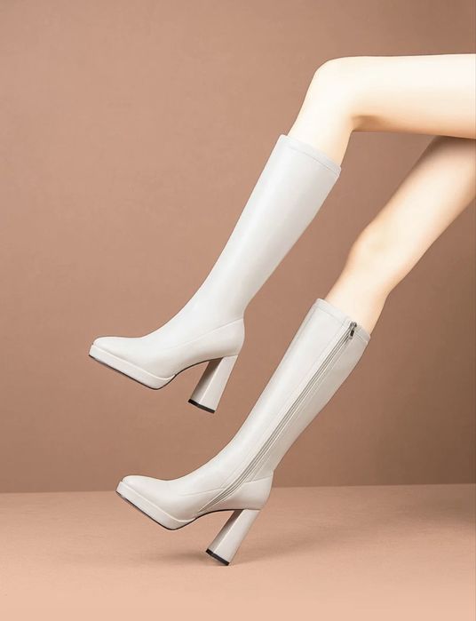 Сапоги бежевые кожа натуральная