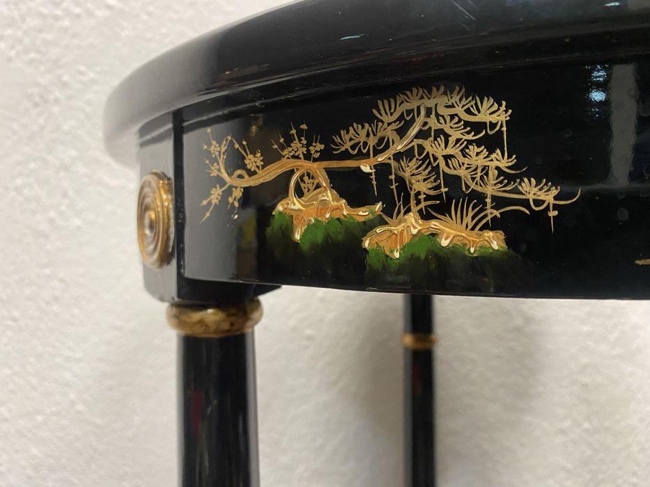 Китайска лакова помощна маса 1920 ръчна златна украса