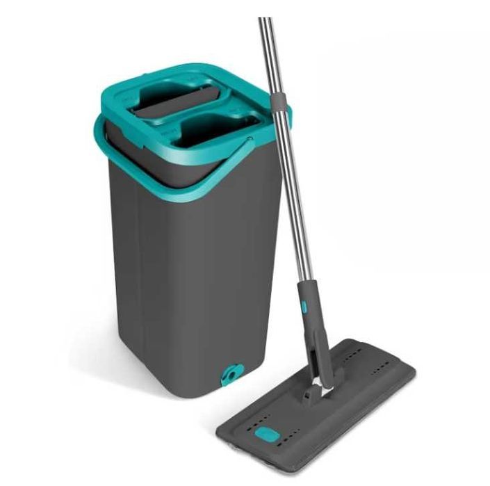 Set Mop + Găleată Masthome, Microfibră, Rotire 360°, Verde/Negru