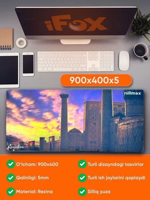 Коврик Nillmax 90x40sm  tikilgan yonlar sirg'anmas kauchuk ostki qism.