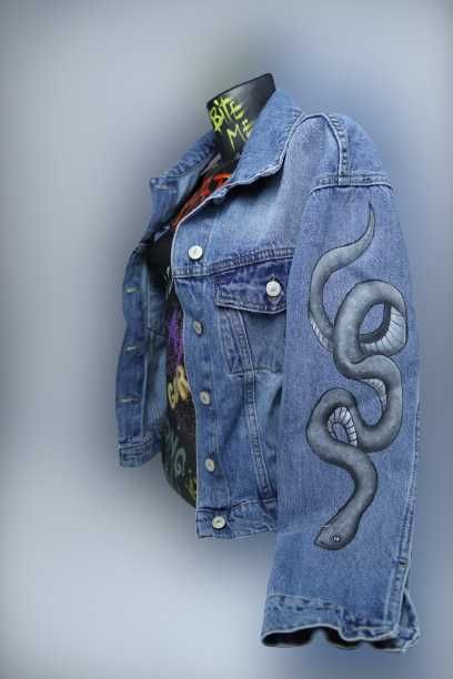 Geaca denim pictata manual