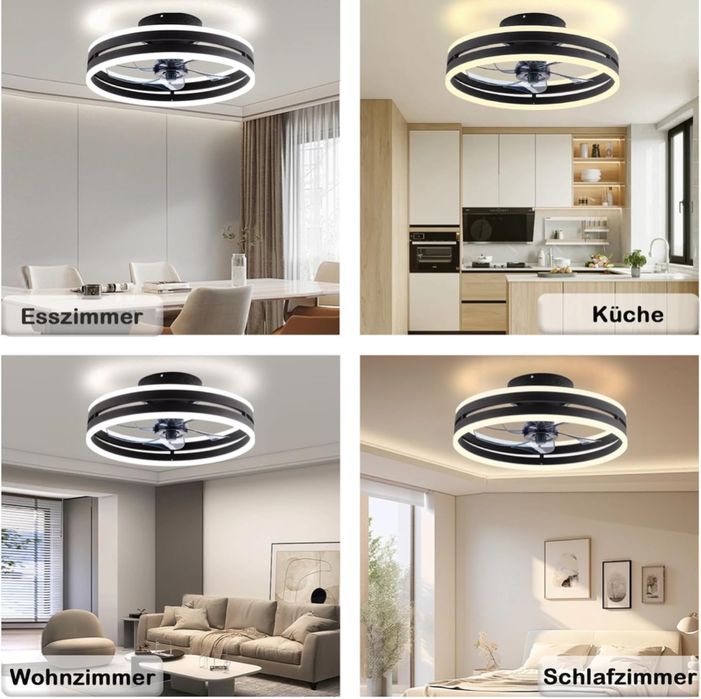Вентилатор за таван с дистанционно/APP управление, черен