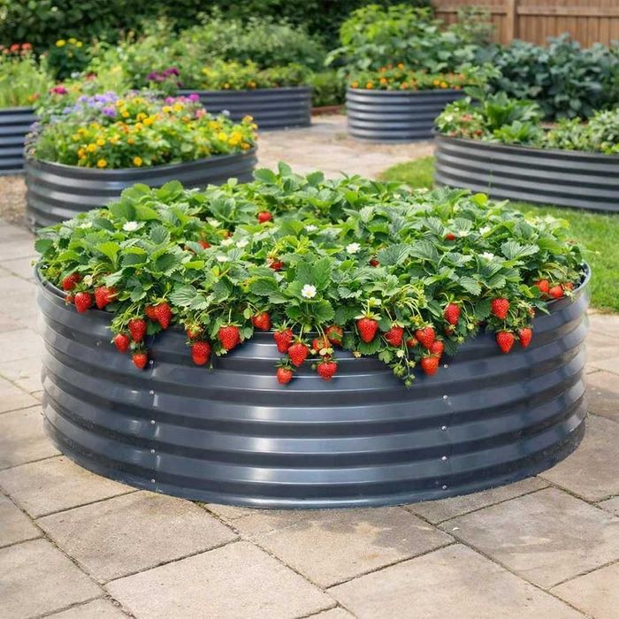 Метална висока леха в антрацит