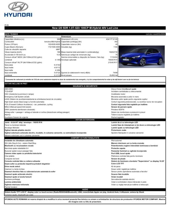 Vand Hyundai I20 Led Line