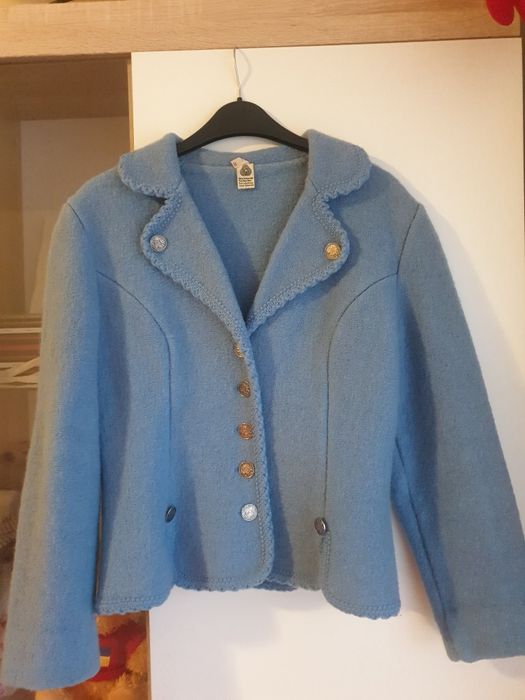 Sacou  cambrat vintage lana albastru deschis